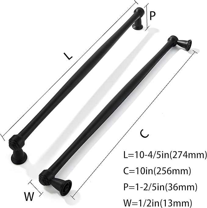 khtumeware 2 Pack 10 Inch(256mm) Black Cabinet Pulls Black Kitchen Matte Black Cabinet Handles Kitchen Cabinet Hardware for Cupboard Drawer Handles Dresser Pulls