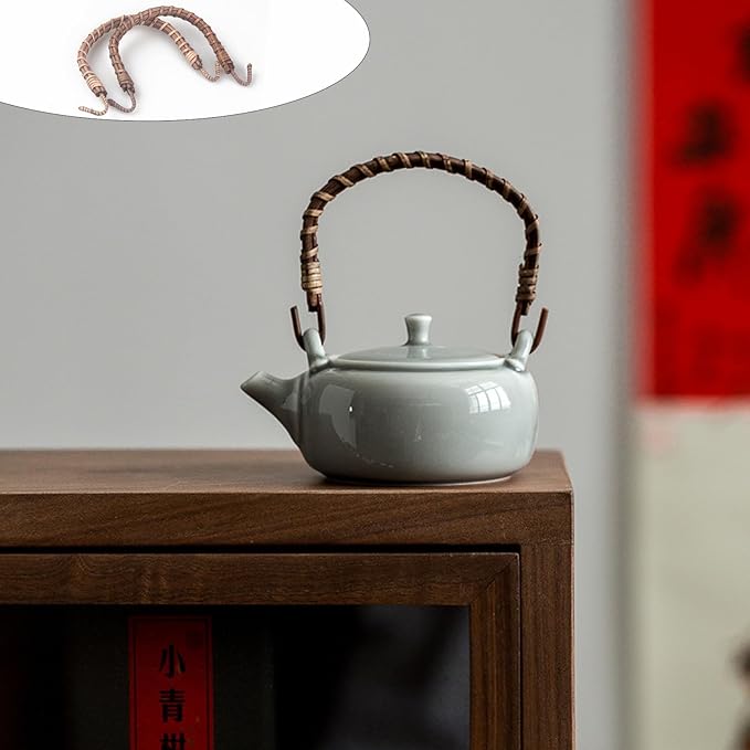 9 Pcs 3 Colors Rattan Metal Teapot Handle Bendable Teapot Handle Replacement for Ceramic Teapots, Japanese Wired Teapots