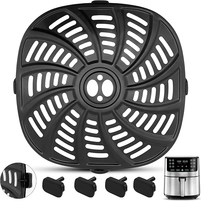 Air Fryer Accessories for Gourmia GAF798 GAF716 7QT Air Fryer, Food Grade Nonstick 8.97''*8.97'' Air Fryer Replacement Parts Rack Tray Grill Pan Grill Plate Crisper Plate, Dishwasher Safe