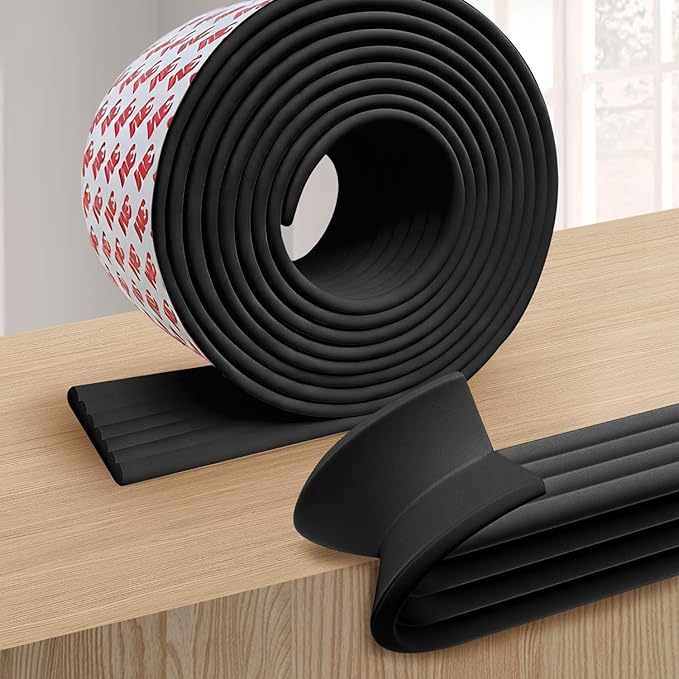 Edge and Corner Guards with Strong Adhesive Extra Thick Baby Proofing Furniture Protector for Table Desk Bed Cabinets Child Safety for Home and Nursery (Black, 16.4 Feet)
