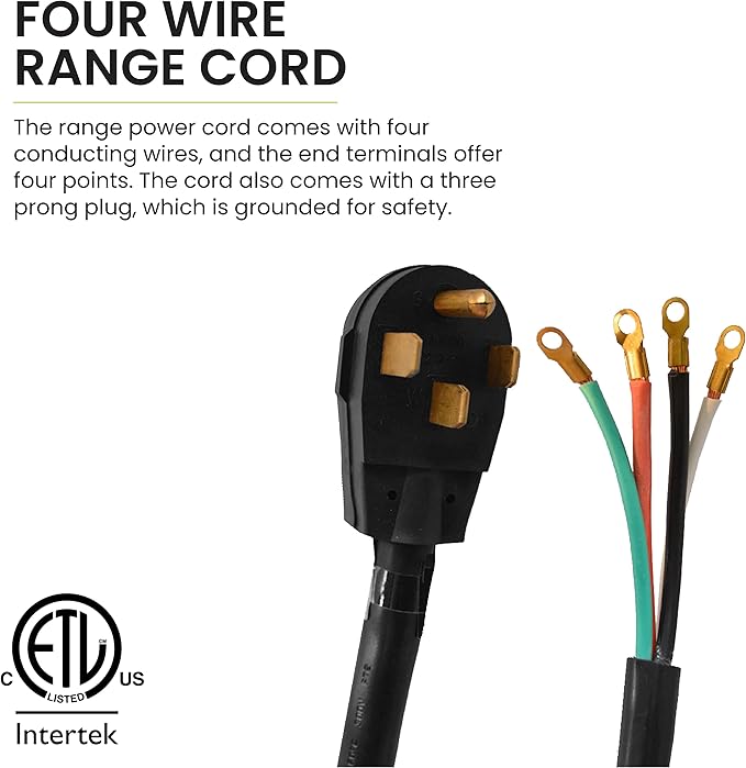 GoGreen Power (GG-27204) 4' 4-Wire Range Cord, 50 Amp, 4 Ft.