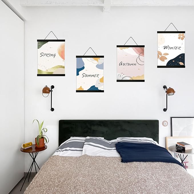 4 Pack Magnetic Poster Hanger Frame 18 inch Black- 18x24 18x12 18x28 Poster Frame for Wall Art Pictures Photos Prints Maps Diamond Art Painting