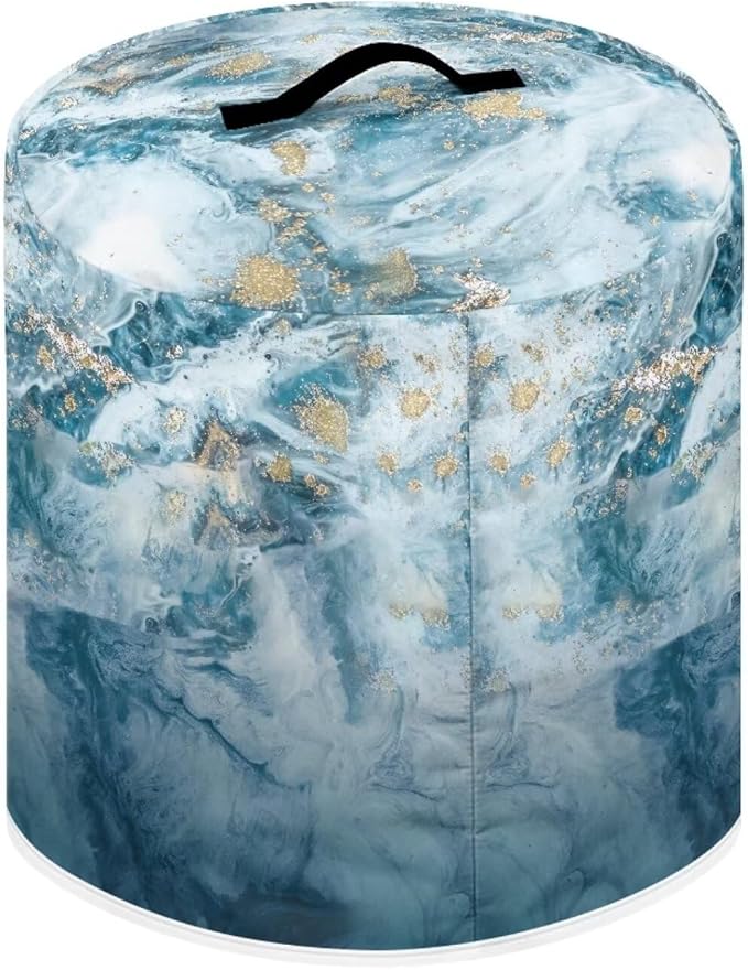 Flashideas Marble Print Pressure Cooker Cover for Women Dust Protection Insulated Rice Cooker Cover Water Resistant Dust Cover with Pockets for Instant Pot 6 Quart Vintage Appliance Cover for Kitchen