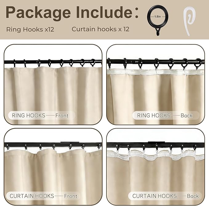 Room Divider Blackout Curtain Track Curtains Wall Dividers Panels Screen for Living Rooms Bedroom Office Privacy Partition Separation, W52 × L84 Inch,1 Panel, Beige