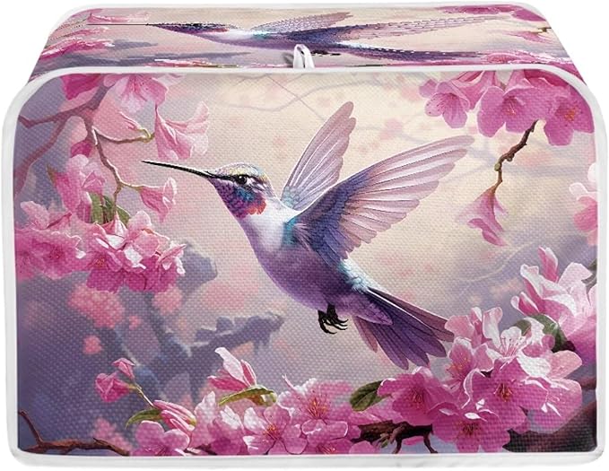 Hummingbird Flower Print Toaster Cover 2 Slice Dust Fingerprint Protection for Kitchen Small Appliance Kitchen Accessories Decor