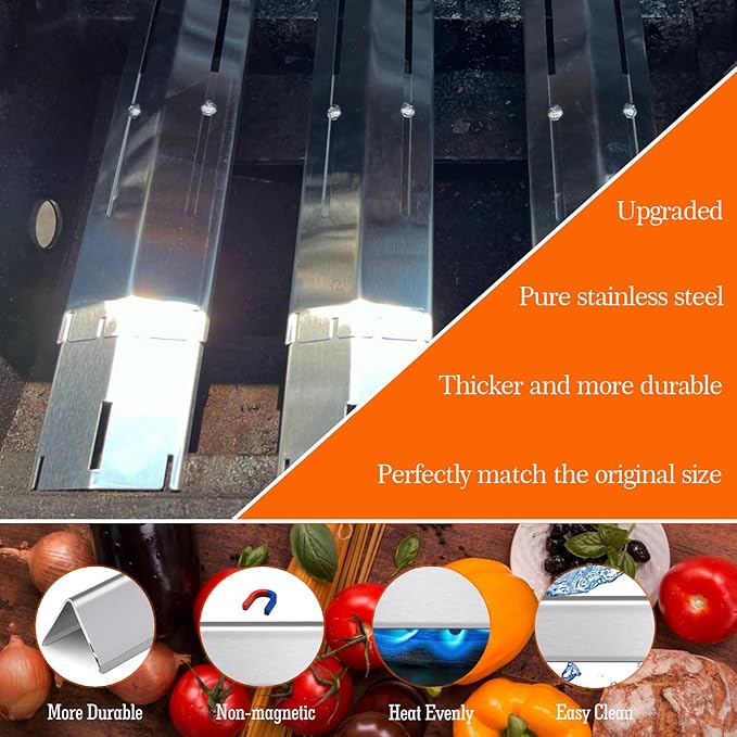 Grill Tent, Heat Plate Shield, Flavorizer Bar, Heat Tent, Grill Burner Covers, Flame Tamer Replacement For Grill, Universal Adjustable Stainless Steel Grill Parts Extends from 11.75" to 21" L（3 Pcs）