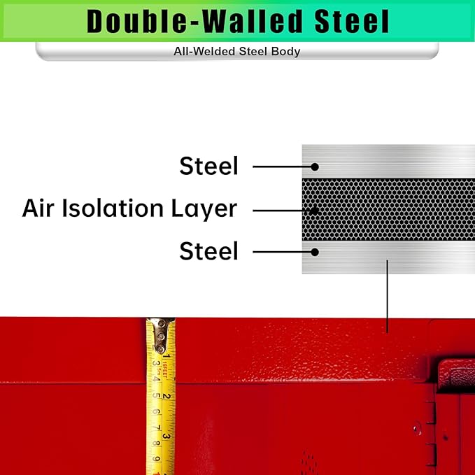 12 Gallon Flammable Storage Cabinet, 23×18×18in Galvanized Steel Safety Storage Cabinet, Adjustable Shelf Fireproof Cabinets, Flammable Liquid Storages Cabinets for Industrial and Home Use, Red
