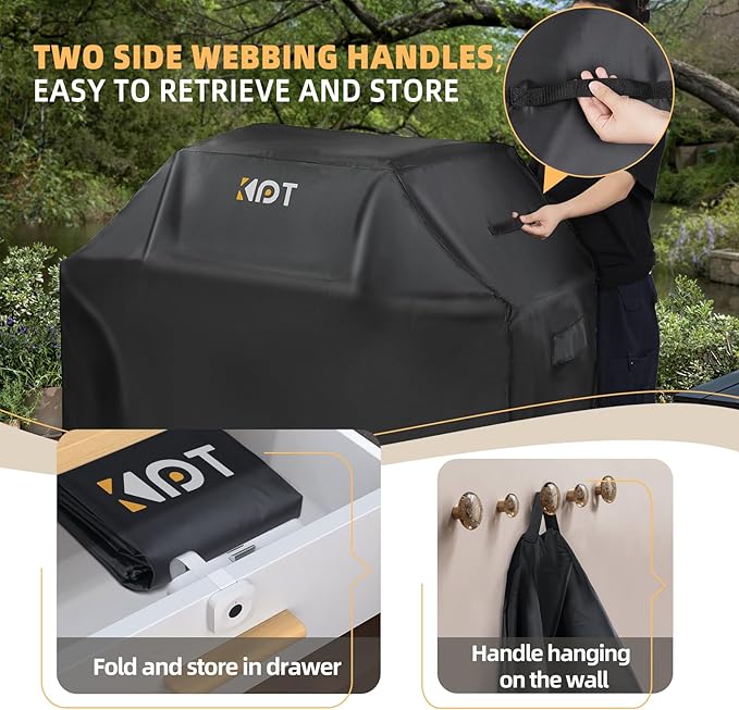 KPT 60 Inch Grill Cover for Outdoor Grill - Heavy Duty Waterproof 420D BBQ Cover with Hook, Air Vent, Buckle - Gas Grill Cover, UV & Fade Resistant, BBQ Grill Cover for Weber, Nexgrill, Char Broil