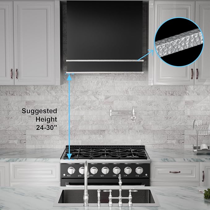 Akicon Range Hood 30 Inch, Stainless Steel Ducted Kitchen Hood with Powerful Motor, Wall Mount Modern Box, 30W X 30H X 14D Inch, AK-HS30HA-JBN (30 Inch, Jet Black with Nickel)