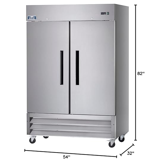 Arctic Air AR49 54" Two Section Two Solid Doors Reach-in Commercial Refrigerator, 49 Cubic Feet, 115v, Stainless Steel