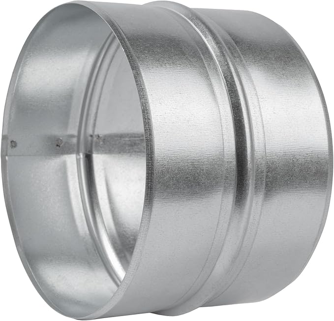 Vent Systems 6'' Inch Pack of 2 - Galvanized Steel Duct Connector - Round Ventilation Duct Extension - Metal Vent Coupler - Metal Hose Coupling - Galvanized Pipe Connector