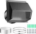 4 Inch Wall Vent Cover with Screen and Damper,Heavy Duty Stainless Steel Exhaust Vent Cover Cap,Dryer Vent Pipe is 8-1/4 inch and Long Enough for Wall Black