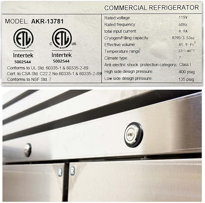 Commercial Refrigerator 2-Doors Solid Upright Reach in Two Section Inside Stainless Steel 54" Width, Capacity 43 Cuft, Bottom Mounted Restaurant Quality Kitchen Cooler Fridge, NSF Certified