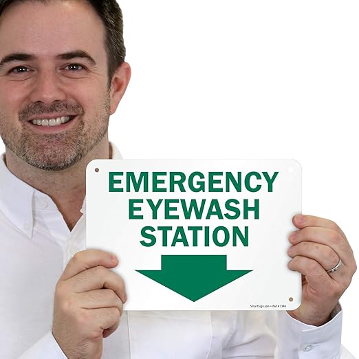 SmartSign - S-1441-PL-10 "Emergency Eyewash Station" Sign With Down Arrow | 7" x 10" Plastic 10" x 7" Plastic