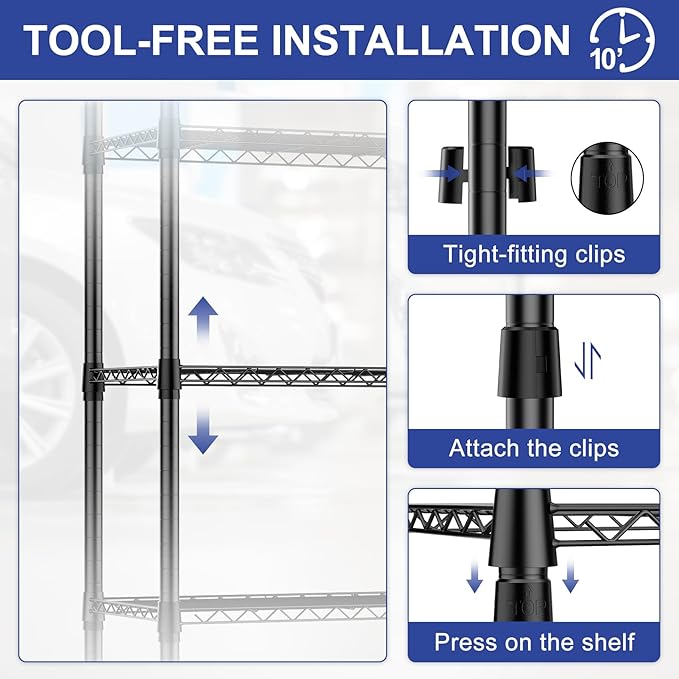 3 Pack 5 Tier Shelving Unit Wire Rack, Heavy Duty Adjustable Shelf Rolling Storage Shelves with Wheels, 14" D x 30" W x 60" H 750 lbs Capacity Kitchen Garage Pantry Shelves for Small Spaces