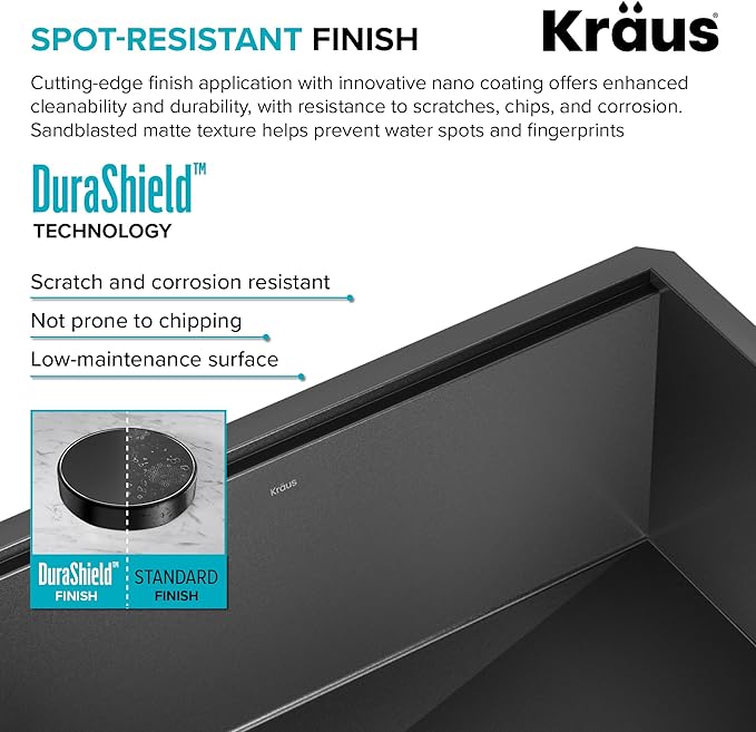 KRAUS Kore Workstation 33-inch Farmhouse Modern Flat Apron Front 16 Gauge Black Stainless Steel Single Bowl Kitchen Sink in PVD Gunmetal Finish with Accessories, KWF410-33/PGM