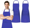 Adjustable Bib Apron 100% Polyester Kitchen Aprons Waterdrop Resistant Aprons with Adjustable Strap, Pockets & Long Ties