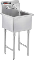 DuraSteel 304 Commercial Stainless Steel Utility Sink - 18 Inch Tub Freestanding Prep Kitchen Sink w/ Faucet - NSF Hand Wash Station for Kitchen Sinks, Outdoor, Laundry Room, Garage Small Kitchenette