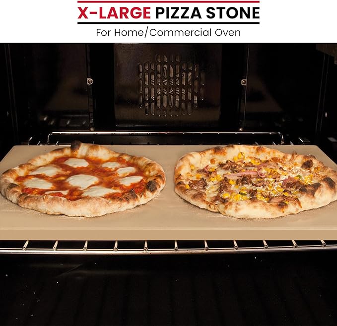 Unicook Extra Large Pizza Stone 24" x 12" x 0.6" for 36"/48" Ovens, Rectangular Baking Stone, Ideal for Baking Crispy Pizzas, Bread and Cookies, Weighs 11.3 lbs, Does Not Fit 30" Compact Ovens