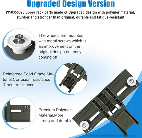 (12 Packs) Upgraded W10350375 Dishwasher Upper Rack Parts&W10320664/5 Dishwasher Adjuster Housing for Whirlpool Dishwasher Parts WDT730PAHZ0,For Kenmore Whirlpool Dishwasher WDT750SAHZ0 WDTA50SAHZ0