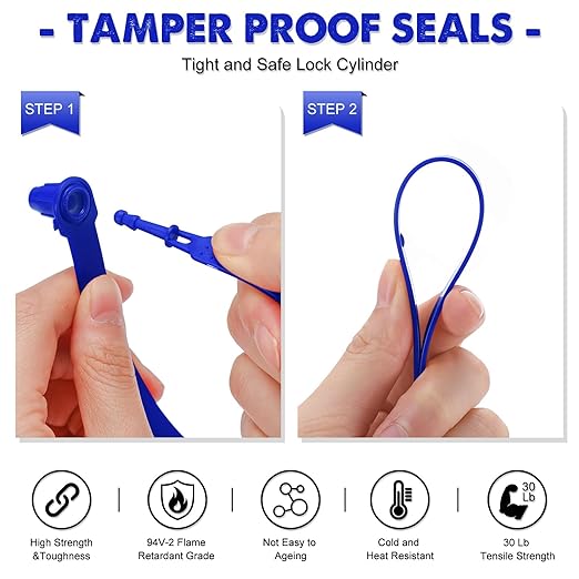 Roowest 1000 Pcs Plastic Truck Trailer Door Seals, Tamper Evident Security Tags, Numbered Safety Disposable Locks for Container Logistics Transport Package Shipping(Blue)