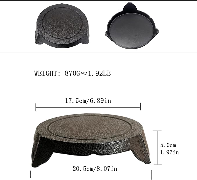 Cast Iron Trivet for Tea Kettle or Teapot, Kitchen Counter Decor and Accessories Heat Resistant Holder for Dishs, Pots or Pans, Holder Pads for Tea Table and Countertop (Dark Coffee, 6.9", Round)