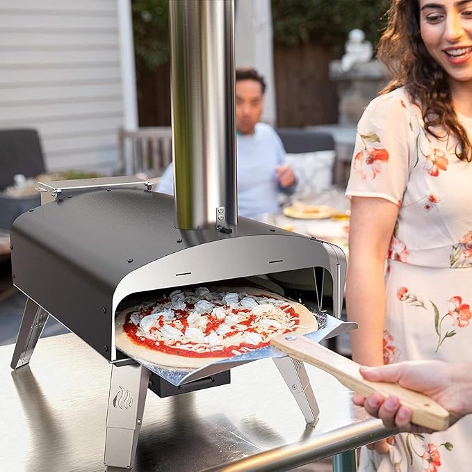 Mimiuo Outdoor Pizza Oven Wood Pellet Fired Pizza Stove with Automatic Rotating System, Pizza Stone, Pizza Peel and Carry Bag (Tisserie W-Oven Series) - Global Patent