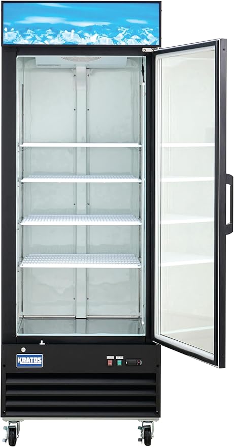 Kratos Commercial Freezer Display Merchandiser - 1 Self Closing Swing Door, 31"W, Black (67K-218)