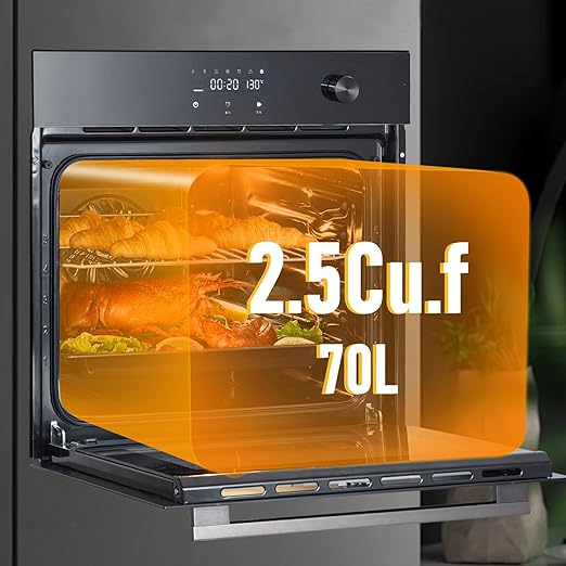 24 Inch Built-in Electric Single Wall Oven, 2.5 Cu.ft Convection Oven with 8 Cooking Functions, 500℉ Max Temperature, Stainless Steel Touch Control Oven, 3-Layer Tempered Glass Door