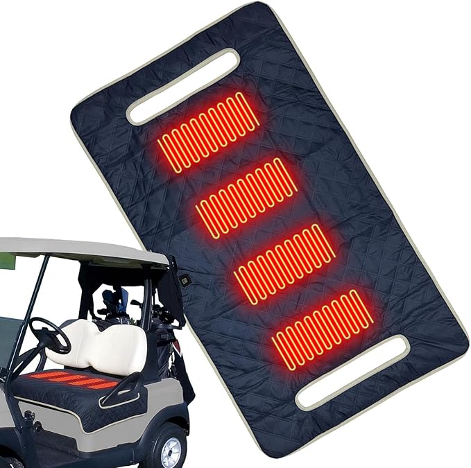 Heated Golf Cart Seat Covers - Cart Seats Cushion, Heavy Duty SeatBlanket Easy to Use Comfortable | Non-Slip Fast Heating Winter Comfort for Keeps Warm Clean Outdoor Car Club Chair Office Men Women