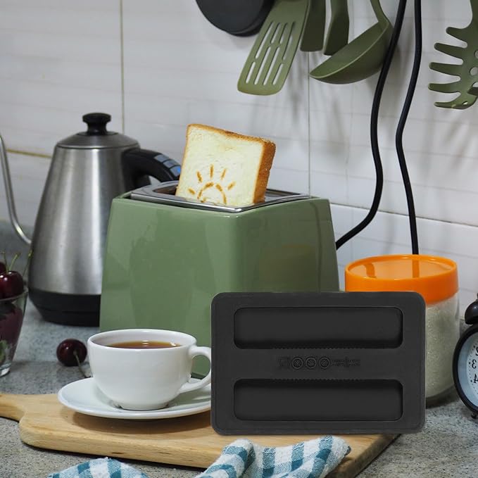 2Pcs Toaster Cover 2 Slice Silicone Toaster Dust Covers Black Bread Machine Cover Silicone Toaster Lid Bread Maker Top Cover Sandwich Machine Part Accessories