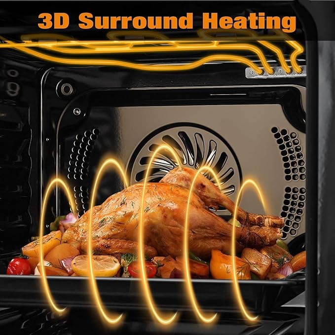 24 in Built-in Electric Wall Oven,Single Convection Oven with 70 L(2.5Cu.ft) Capacity,8 Cooking Modes & Touch Control for Baking, Roasting,Stainless Steel