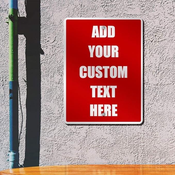 Aluminum Weatherproof Metal Sign Multiple Sizes Custom Personalized Text Here Red White Danger Vertical Street 12x18Inches