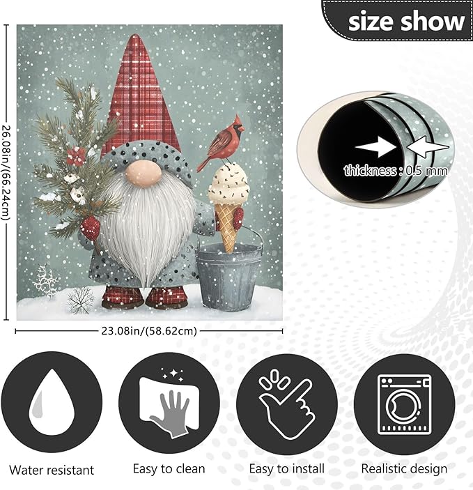Christmas Gnome Dishwasher Magnet Cover Panel Winter Snowflake Magnetic Dishwasher Covers Refrigerator Sticker Decal Xmas Decorative Washing Machine Cover for Home Kitchen,23x26in