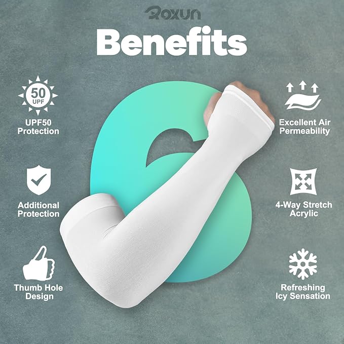 Arm Sleeves with Thumb Hole, Cooling UV Protection Compression Tattoo Cover Up for Men/Women