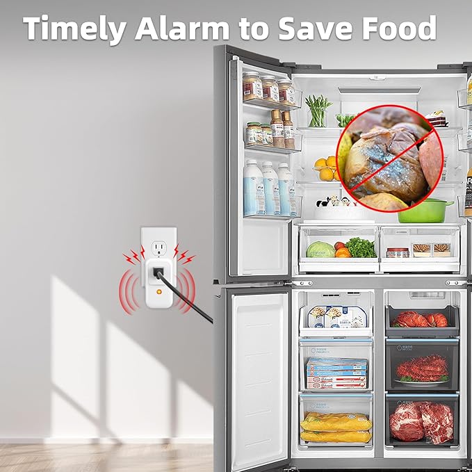 Power Failure Alarm, Upgrade 120dB Power Outage Alarm for Freezer, Power Outage Monitor with LED Indicator & Extender Socket, GFCI Circuit Failed Detector for Home, Garage, Basement