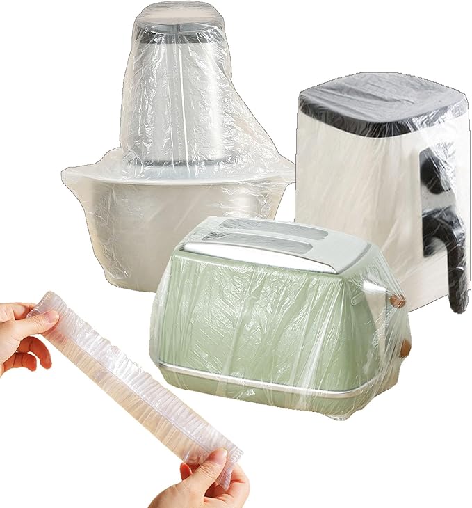 STAYWILD 60 PCS Clear Small Appliance Dust Covers,Disposable Kitchen Appliance Covers for Instant Pot,Mixer,Meat Slicer,Air Fryer,Toaster Oven,Food Processor,Blender,Slow Cooker,Coffee & Bread Maker