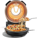 12-Inch CrustyBake Beginner's Black Glazed Stone Pizza Oven: Quick 800°F Heating, Easy-Clean Design, Recipe Book & All Tools Included - Perfect for First-Time Pizza Makers at Home