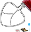 Premium Stainless Steel 5qt Flat Beater for Kitchenaid 4.5-5QT Tilt-Head Mixer, Polished Smooth Uncoated,Thoroughly Mixing with 0% Residue&Stable Operation, Dishwasher Safe, Durability,Recipes&Spatula