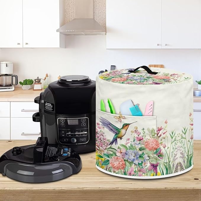 Flashideas Hummingbird Pressure Cooker Cover with Storage Pocket Compatible with 8 10 Quart Instant Pot, Durable Rice Cooker Air Fryer Accessories, Waterproof Kitchen Appliances Dust Cover