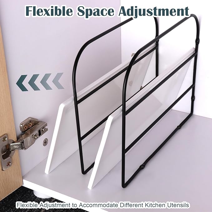 2 Pack Base Cabinet Tray Dividers 12x9 Inches Black Metal Sheet Rack Organizer Bakeware Container for Wall Base Kitchen Cabinets (2)