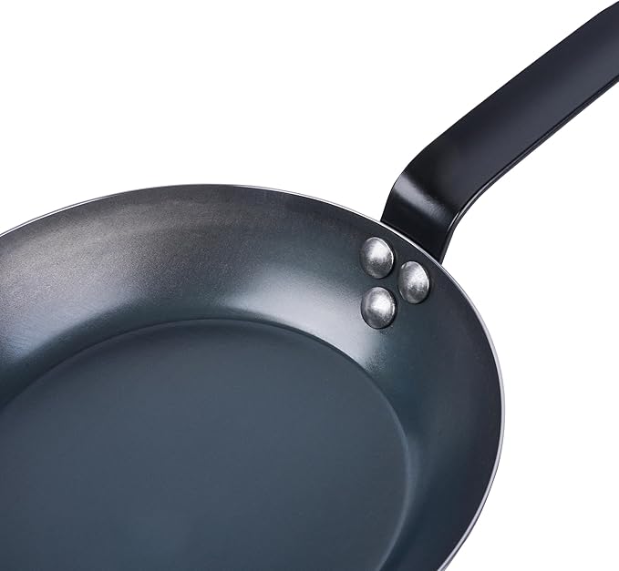 Restaurantware-Met Lux 8 Inch Fry Pans, 6 Lightweight Frying Pans - Induction-Ready, Triple-Riveted, Black Carbon Steel Cooking Skillets, Durable, For Searing, Sauteing, And Browning Food