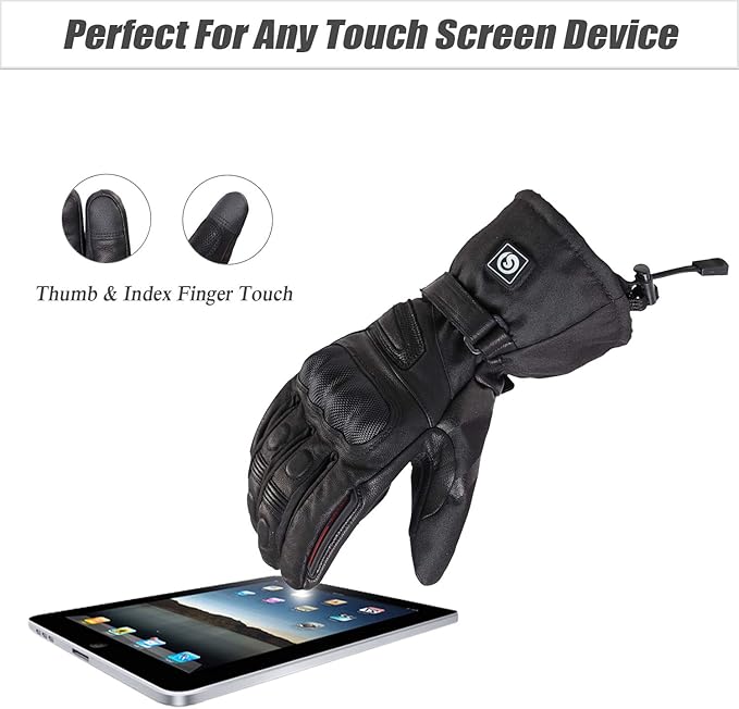 DAY WOLF Heated for Men & Women, Heating Motorcycle Gloves with 7.4V 2200MAH Rechargeable Battery Waterproof Windproof Electric Gloves for Winter Skiing Snowboarding Snowmobile Motorcycling