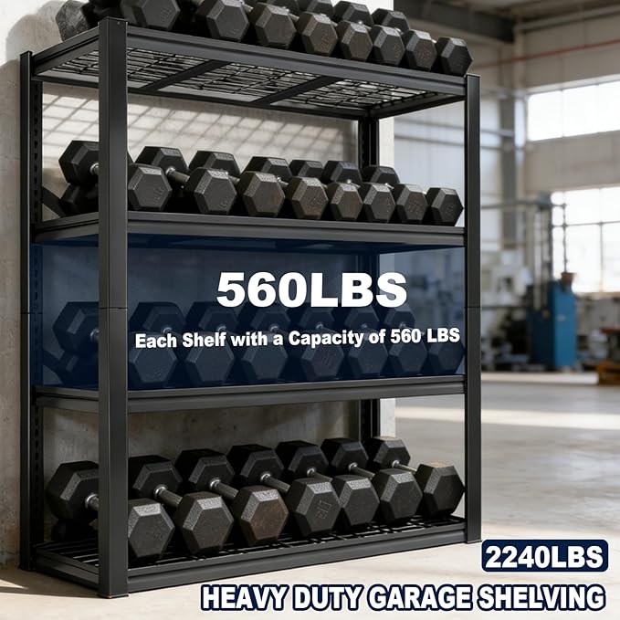 Garage Shelving Unit,Black Storage Shelf,5 Tier Storage Racks Shelving, Shelves Units Free Standing, Heavy Duty Metal Adjustable Shelves (1, 19.6" D x 39.37" W x 59.84" H(Wire Mesh))