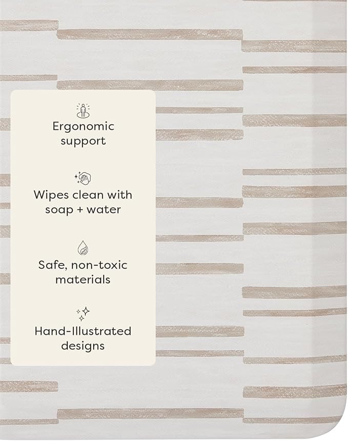 House of Noa Nama Standing Mat – Anti-Fatigue Cushioned Kitchen Mats for Floor | Ergonomic Bounce-Back Foam Kitchen Mats | Anti-Fatigue Mats for Kitchen & Standing | Nara Stripe Natural | 30" x 72"