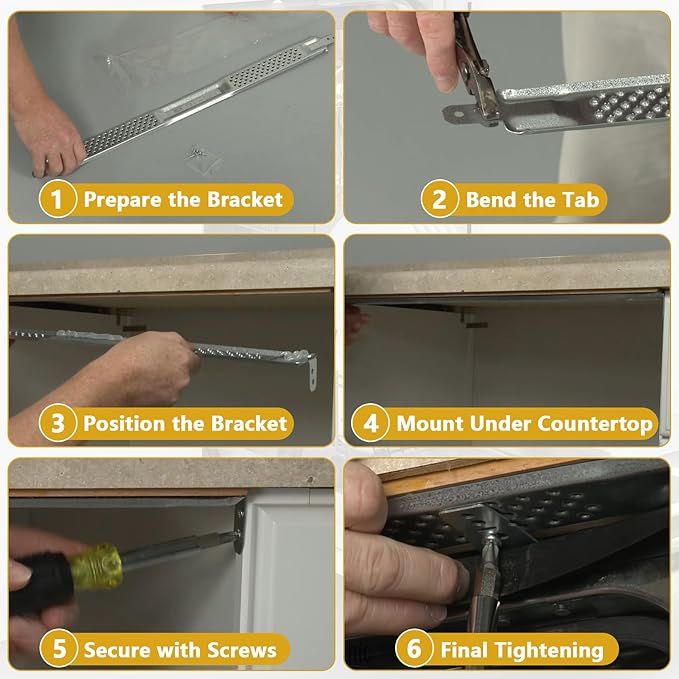 W10426979 8269145 24" Dishwasher Mounting Bracket Kit for Granite Quartz Countertops Compatible with Whirlpool, KitchenAid, Maytag 24 Inch Dishwashers Replaces AH3632890 EA3632890 PS3632890 2311792