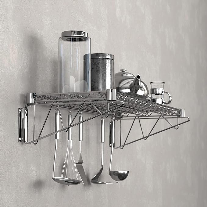 14" x 36" Chrome Wire Wall Mount Shelf