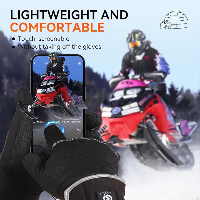 Savior Heated Glove Liners,Electric Heated Thin Gloves with Remaining Power Display,Rechargeable Hand Warmers,Suitable for Winter Driving,Typing,Running