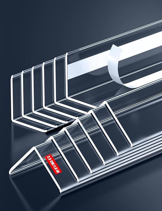 12PCS Clear Self-Adhesive Wall Corner Protectors，Corner Guards & Edge Protector for Wall Door Frame Cabinet Baseboard & Door, Table, Stair (48" X 1.0")