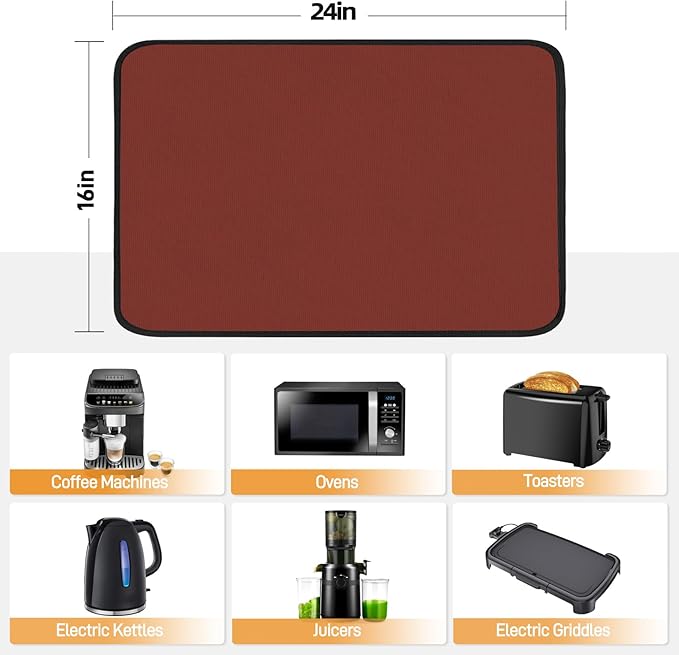 Heat Resistant Mats for Countertop - Fireproof 16x24in Heat Resistant Mats for Air Fryer - Kitchen Countertop Protector for Air Fryer, Coffee Maker, Stand Mixer, Toaster, Oven 2PCS - Red
